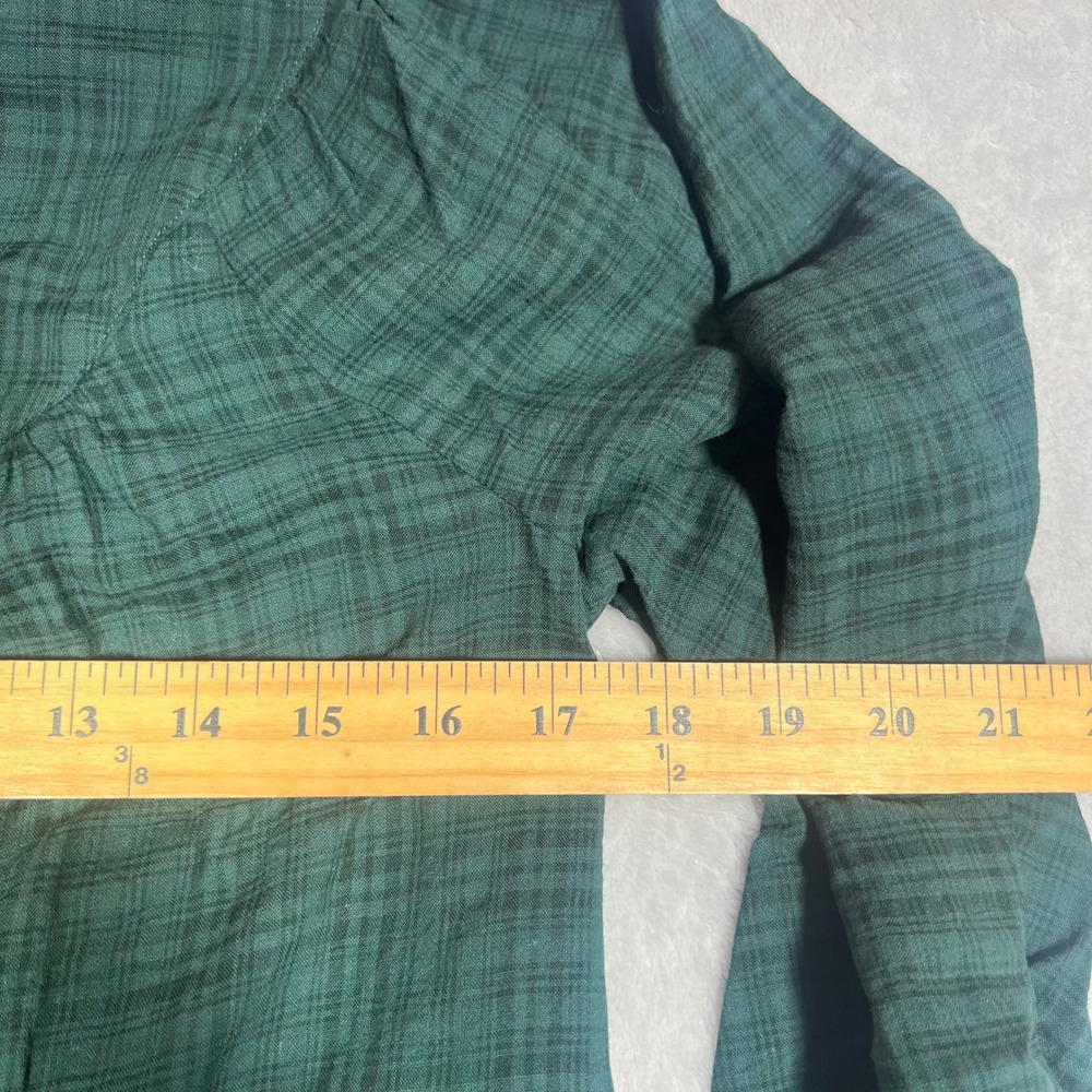 Madewell Womens XS Green Blouse Plaid Band Collar Button Front Long Sleeve - Picture 5 of 6